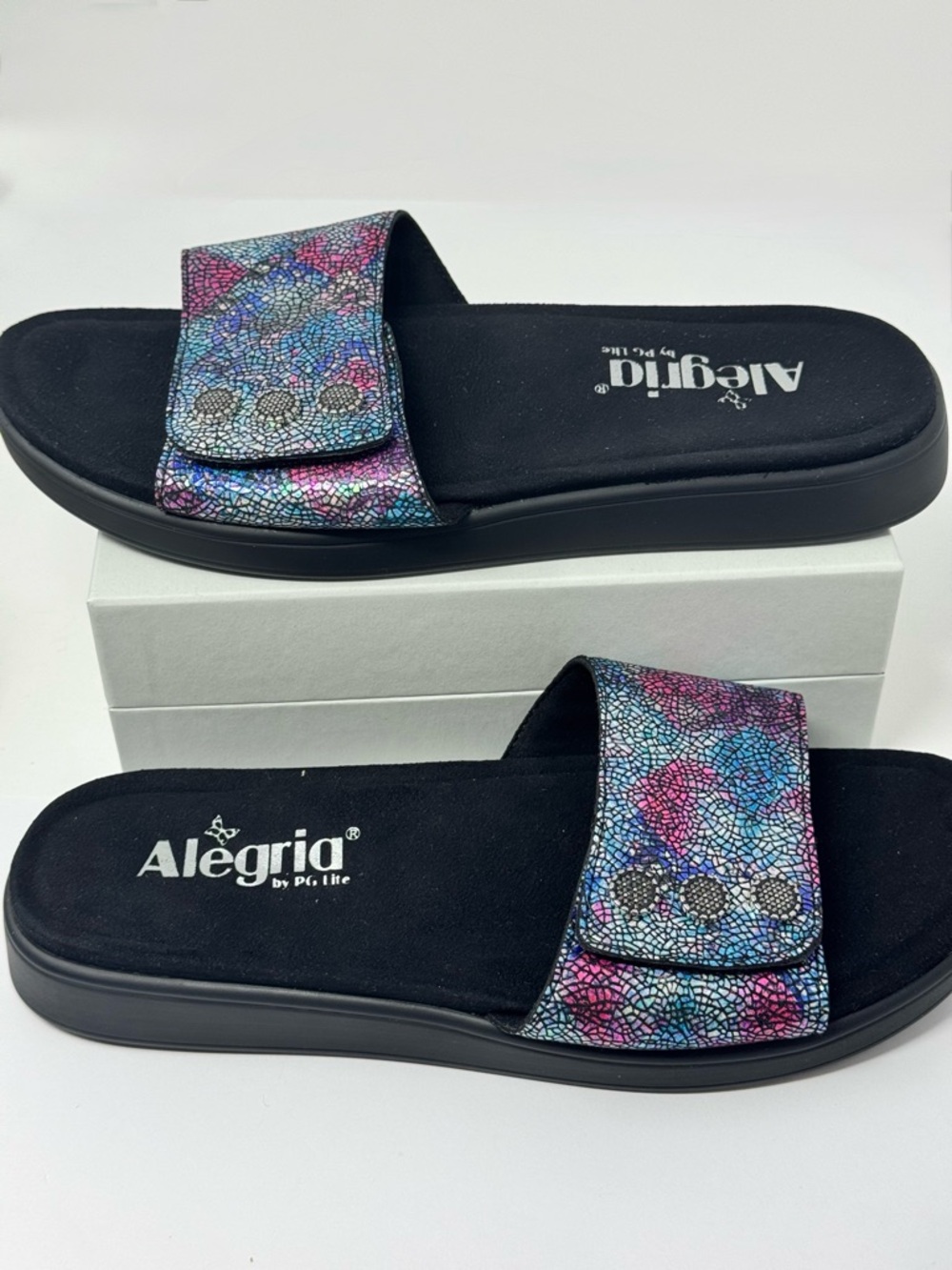 NEW Alegria Lilie Copacetic Leather Slides  Size 37 US  6.5-7 Sandal $98 NEW